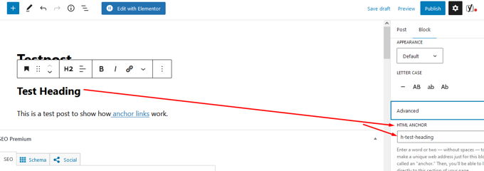 Add anchor in Wordpress using Gutenberg Add anchor in Wordpress using Gutenberg