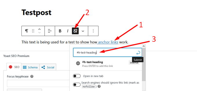 Add anchor in Wordpress using Gutenberg Add anchor in Wordpress using Gutenberg