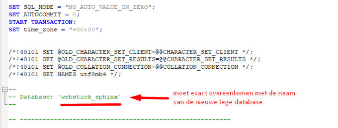 Databasenaam aanpassen Databasenaam aanpassen