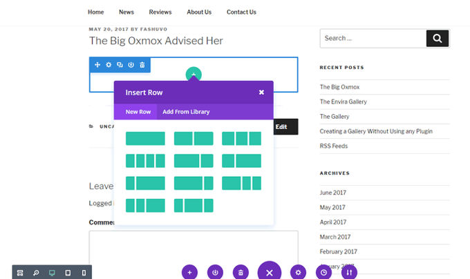 Divi 3 frontend interface Divi 3 frontend interface