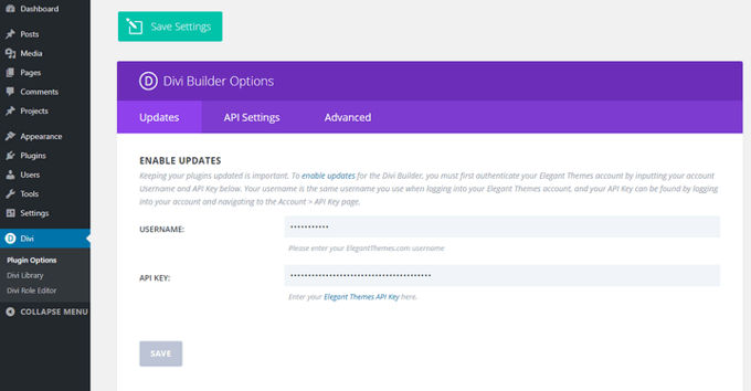 Divi settings updates Divi settings updates