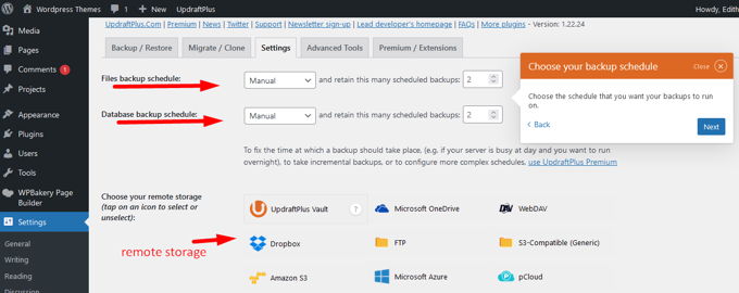 Een back-up maken van een WordPress-website using a Plugin Een back-up maken van een WordPress-website using a Plugin