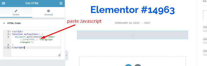 Javascript toevoegen aan Wordpress Elementor