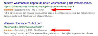 Rating met sterren in Google zoekresultaten