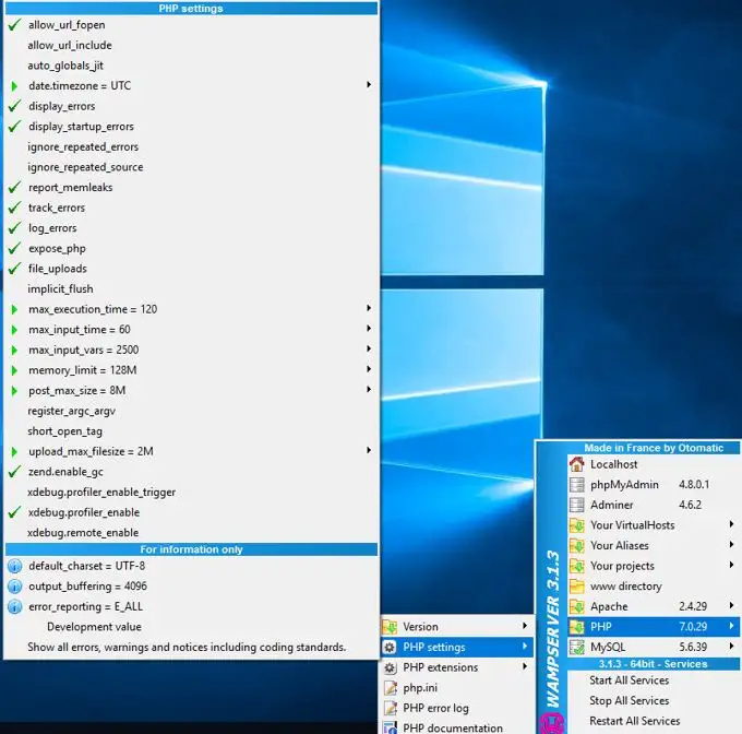 Waar is php.ini in WAMP?