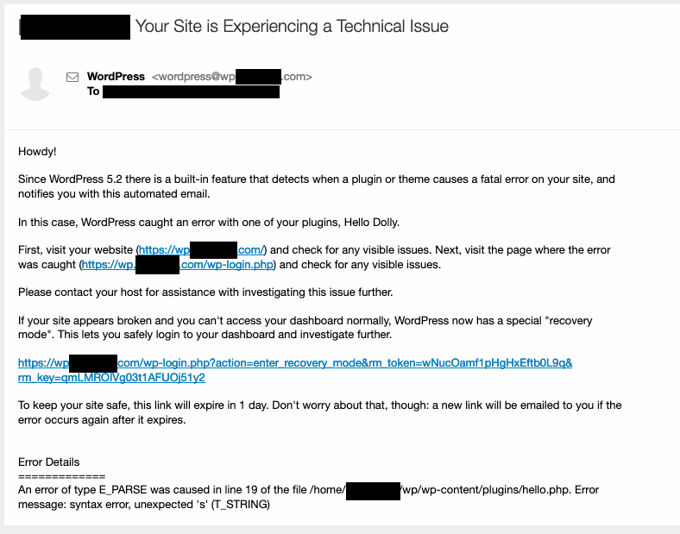 Wordpress technisch probleem via mail Wordpress technisch probleem via mail